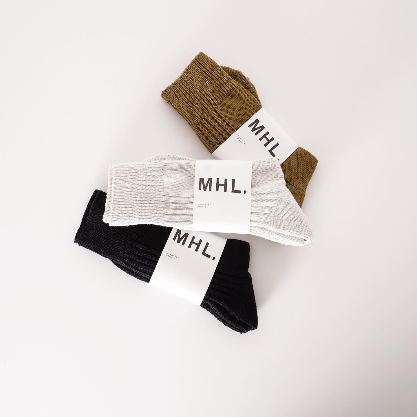 Mhl Cotton Pile Rib Sock 履き口 ボディの前後 底パイル部分で編地を変化させたコットン素材のソックス Haus